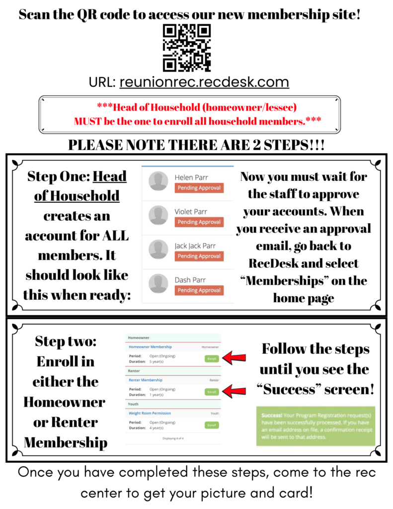 QR code for new RecDesk registration website.
