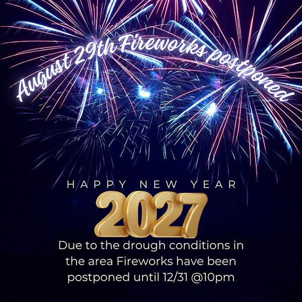 Announcement of postponed fireworks until 12/31
